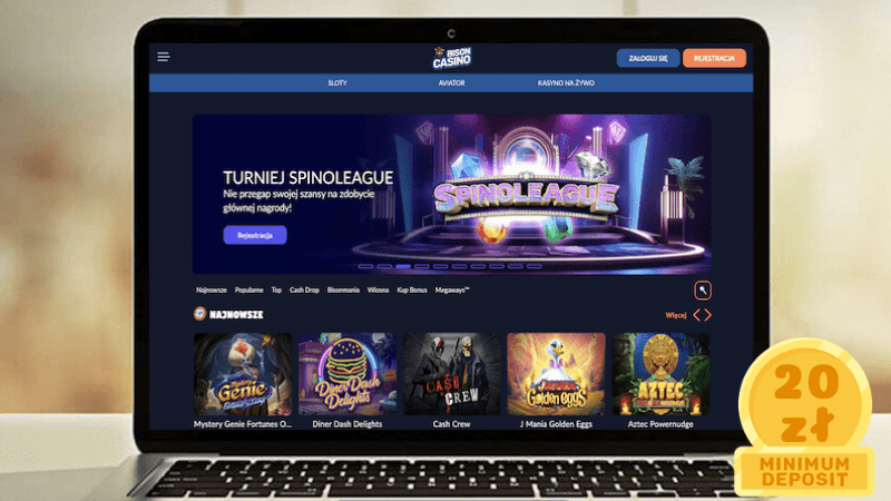 Bison Casino na ekranie laptopa