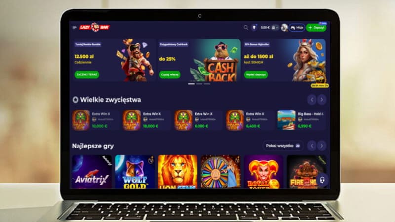 Lazybar Casino na ekranie laptopa