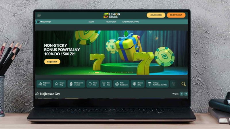 Lemon Kasyno na ekranie laptopa