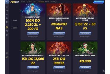 Powbet kasyno - lista promocje