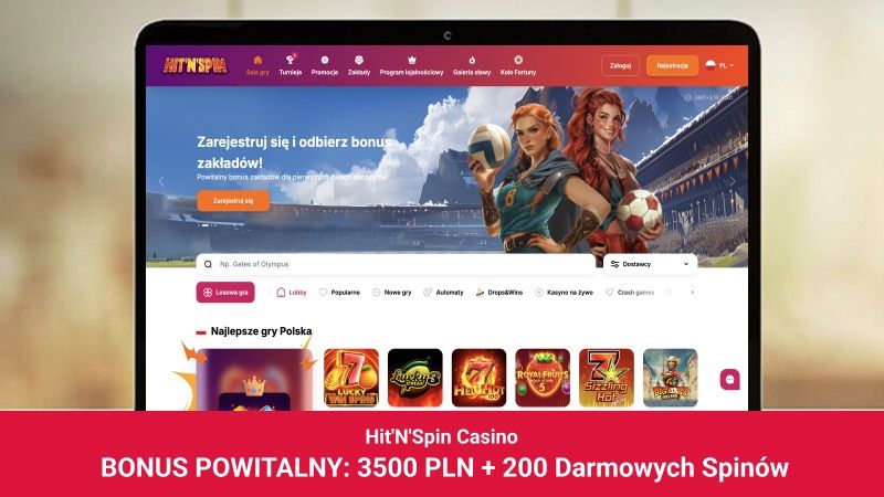 Hit'N'Spin Casino na ekranie komputera