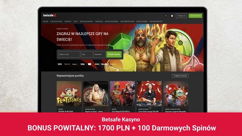 Betsafe Casino na ekranie komputera