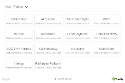 Wybieramy nasz bank z dostępnej listy - Trustly