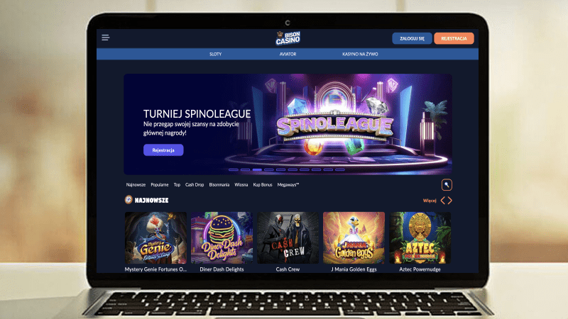 Bison Casino na ekranie laptopa