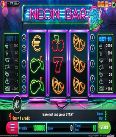 Zagraj teraz w Slot online Neon Bar od Belatry za darmo | Kasynos Online