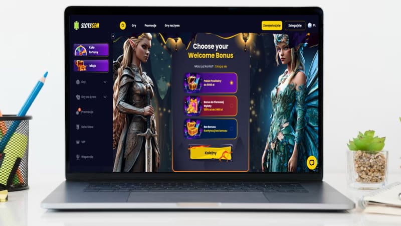 Slotsgem Casino na ekranie laptopa