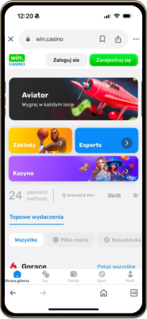 Win.casino na telefonie komórkowym